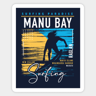 Retro Manu Bay Raglan Surfing // Surfers Paradise // Surf New Zealand Magnet